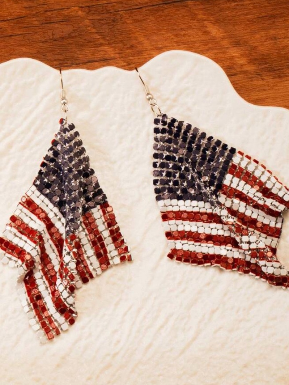 Patriotic Red White Blue  Flag Earrings - American flag 250 626 July fourth